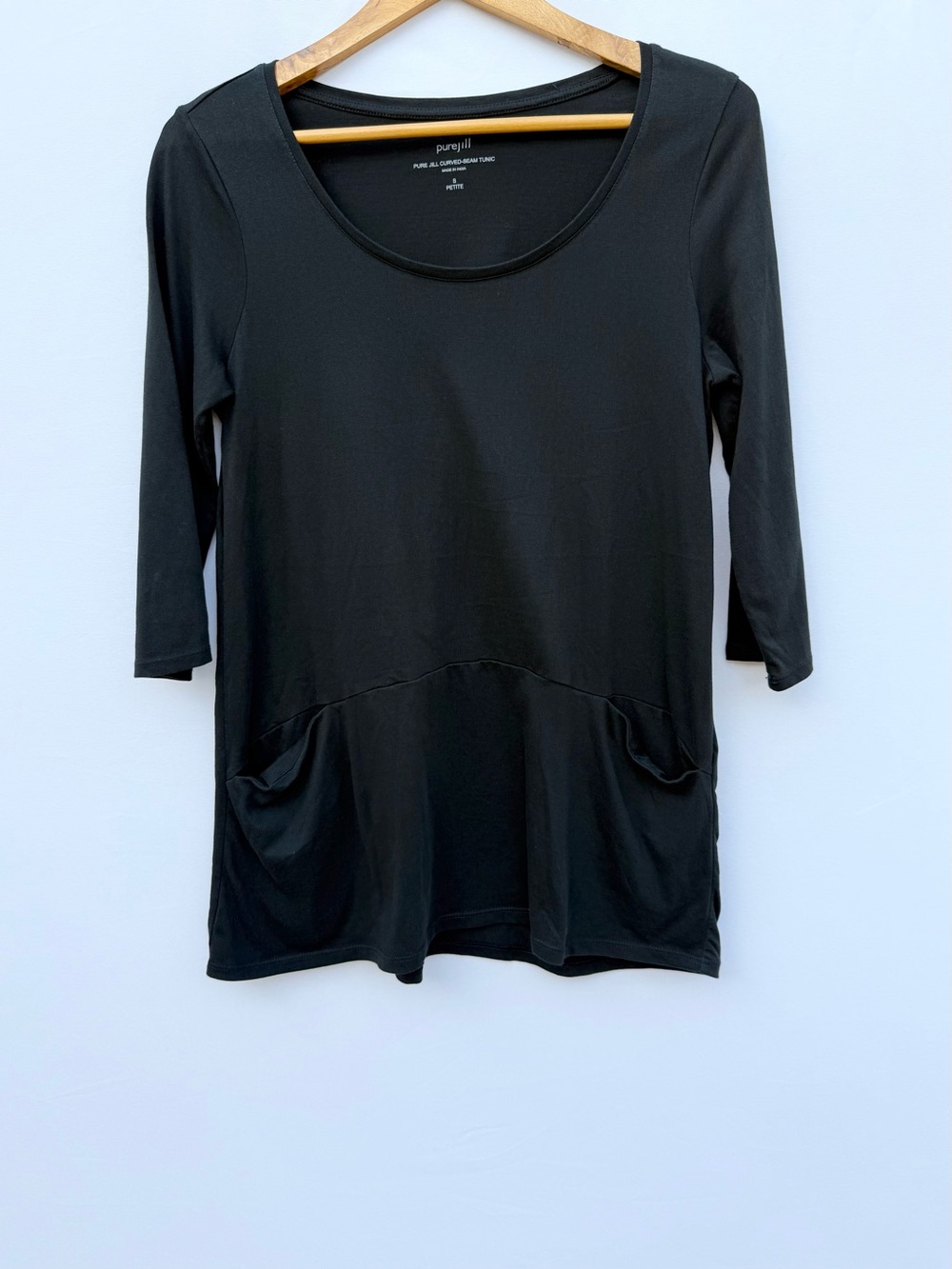 J. Jill Black Women's 3/4 Sleeve Scoop Neck Tunic Tee Size Small NWOT